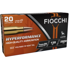 Fiocchi Hyperformance 7mm-08 Rem 139 Grain Polymer Tip Boat-Tail - 20 Rounds