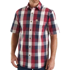 Carhart Men's Essential Plaid Open Collar Short Sleeve Shirt